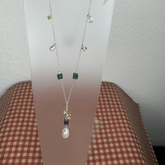 NWOT 16" Real Gems Pearl and Real Silver (not plated) Tassel Necklace - Picture 3 of 5